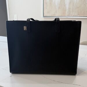 Beis Black Leather Tote Bag